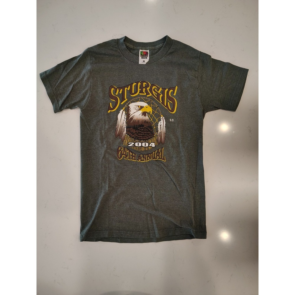 Sturgis 2004 Motorcycle Rally T-Shirt Vintage Fruit of the Loom Grey Small